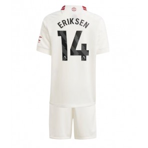 Lacne Dětský Futbalové dres Manchester United Christian Eriksen #14 2023-24 Krátky Rukáv - Tretina (+ trenírky)